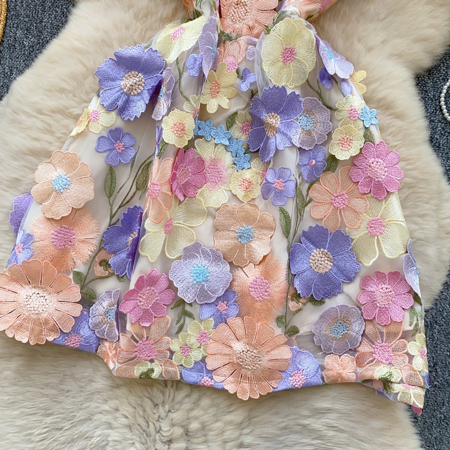 Floral Summer Mini Dress – Twirling Through Waves & Flowers | Beach Harbor