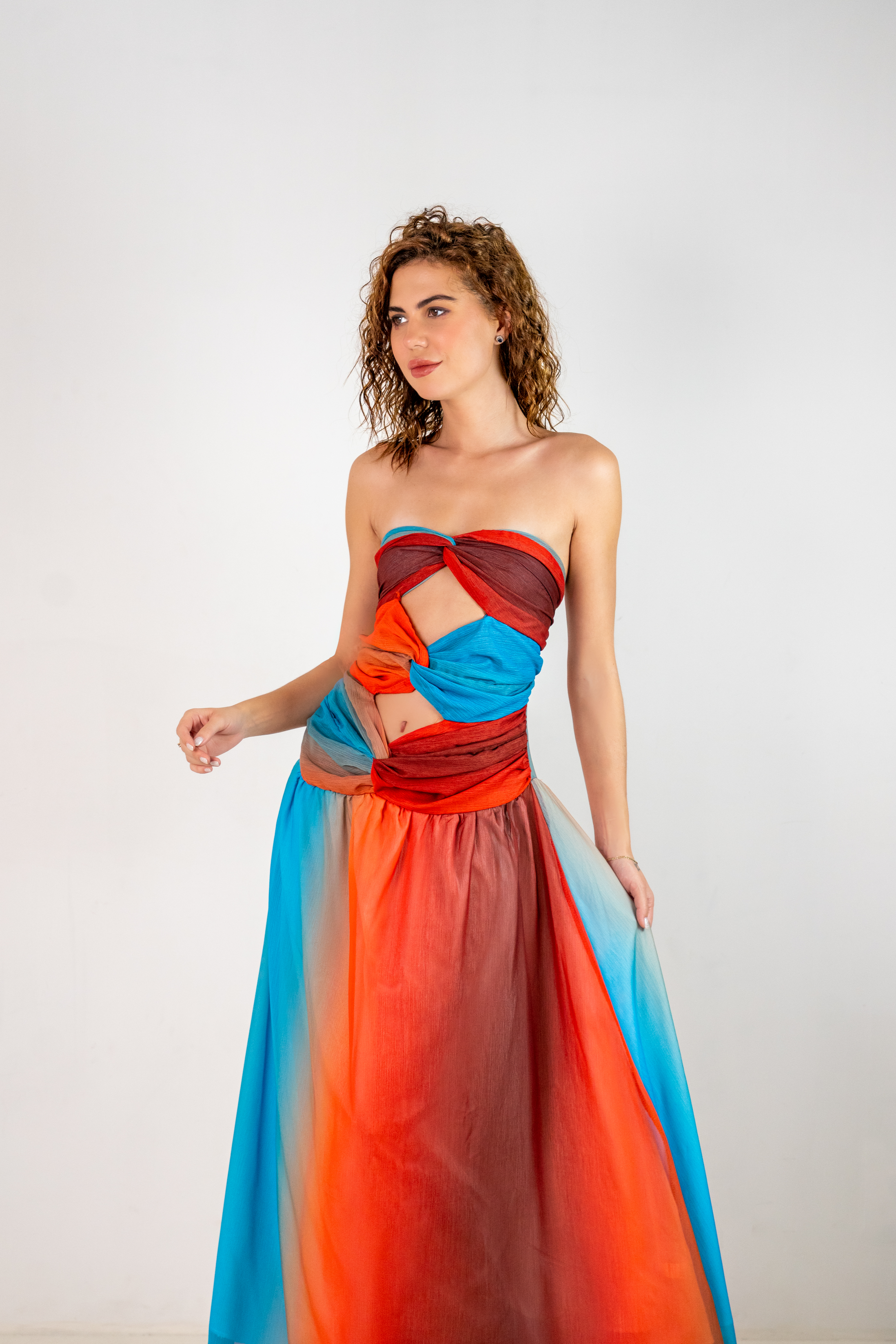 Sunset Glow Strapless Maxi Beach Dress – Flowy Summer Vacation Dress | Beach Harbor