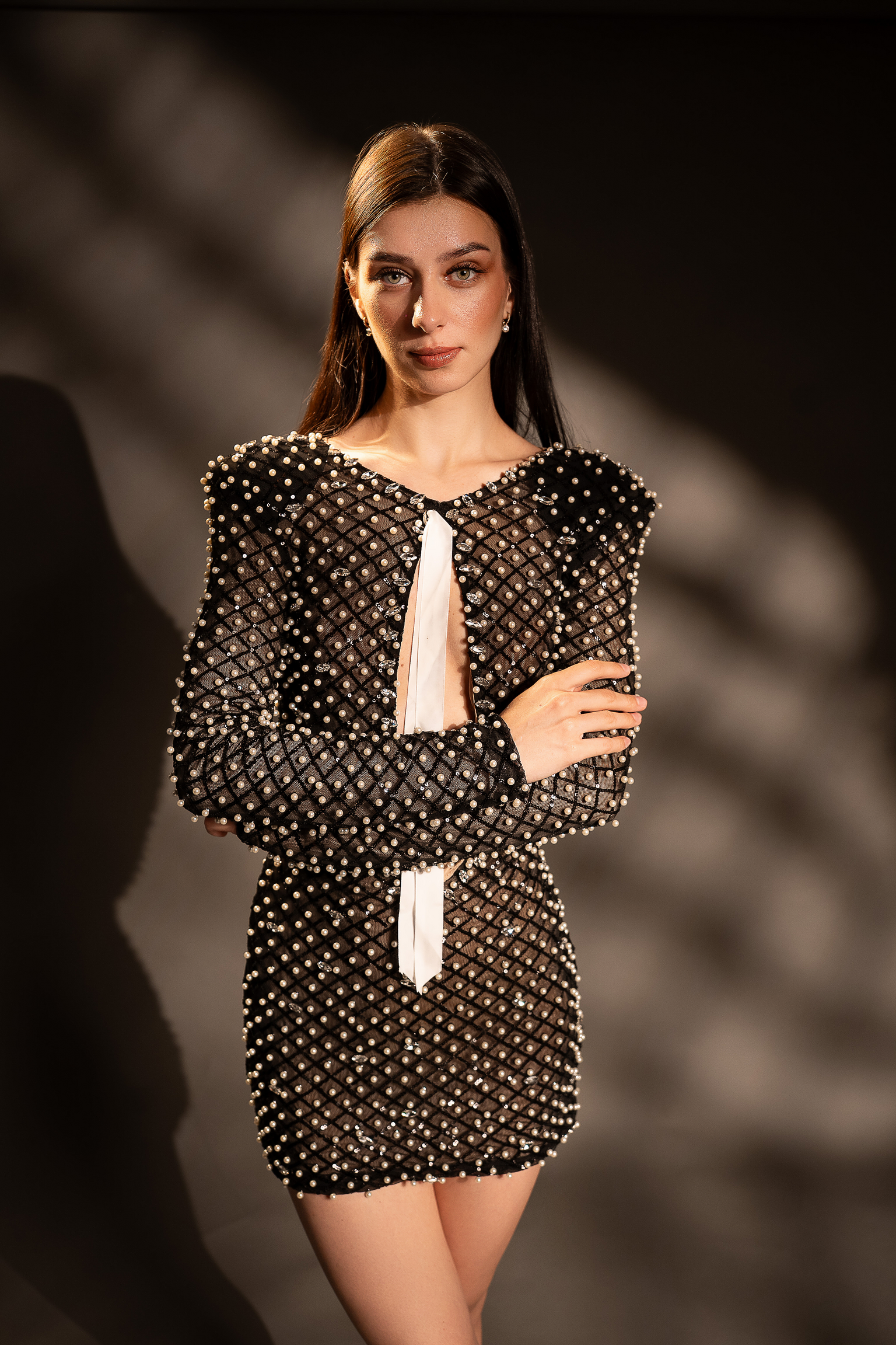 Black Sexy Dress With Tie Fit