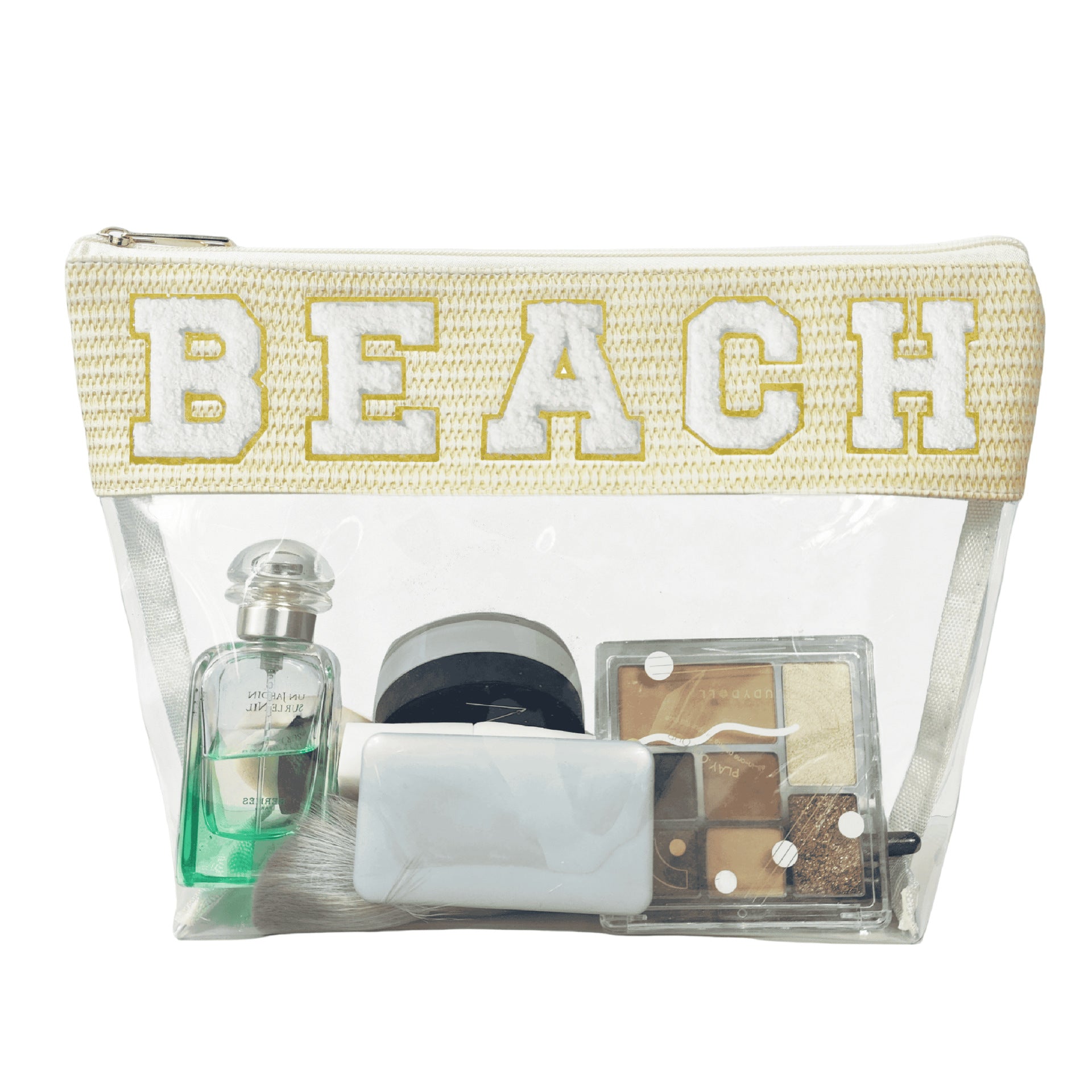 Clear Zipper Beach Travel Bag – Transparent Waterproof Organizer for Sunscreen, Sunglasses & Essentials