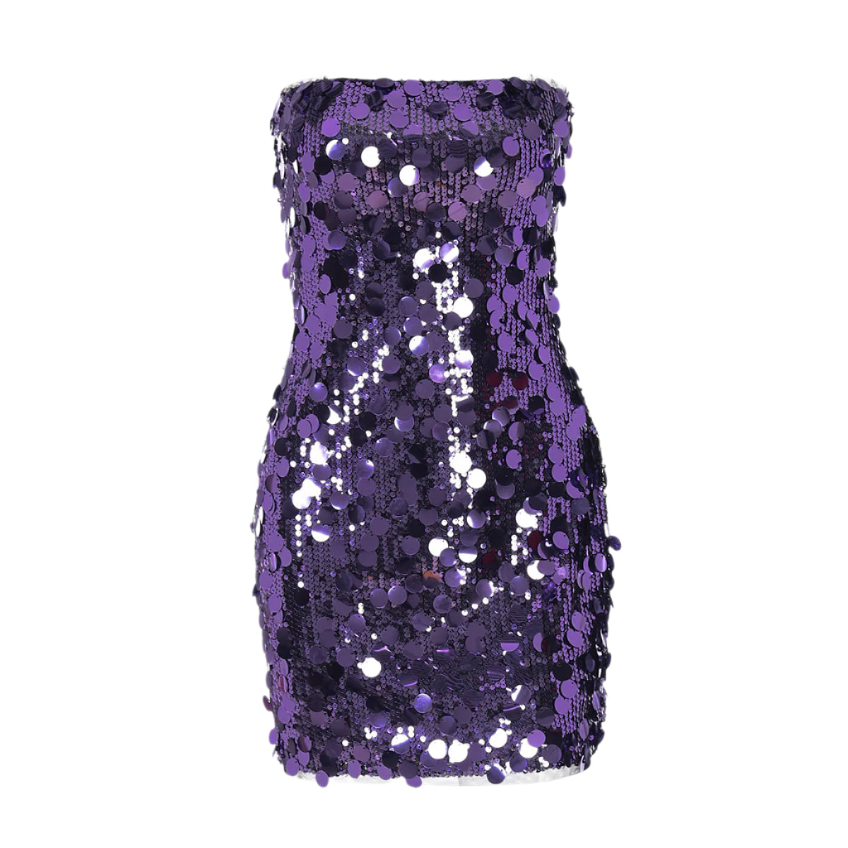 Purple Strapless Sequin Mini Dress – Sparkly Night Out \u0026 Party Dress