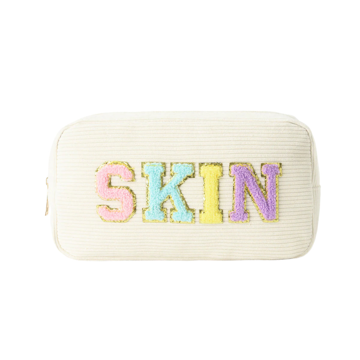 Compact SKIN Embroidered Cosmetic Bag – Travel Makeup Organizer Pouch for Women
